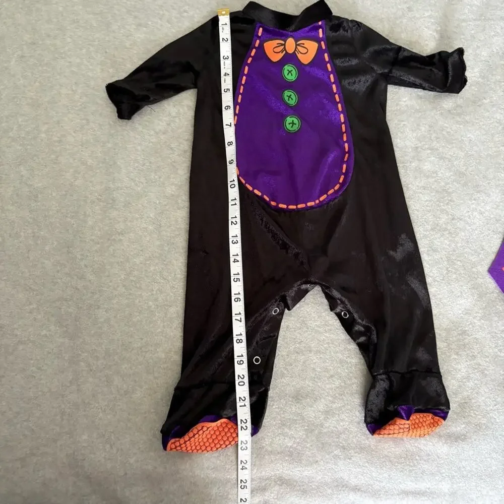 Baby Bat Halloween Costume Infant XS 0–6 Months Black Purple Jumpsuit Hood